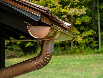 Copper Gutter on Shake Roof