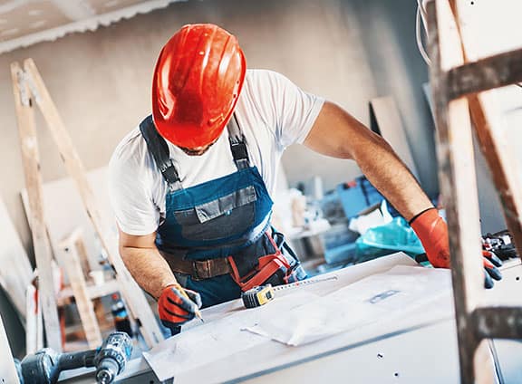 Contractor with Orange Hard Hat